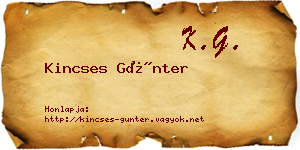 Kincses Günter névjegykártya